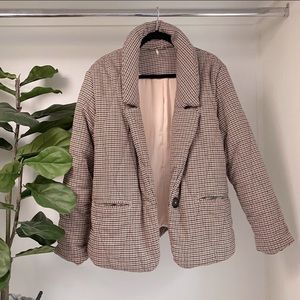 Free People Twill Plaid Quilted Pillow Jacket